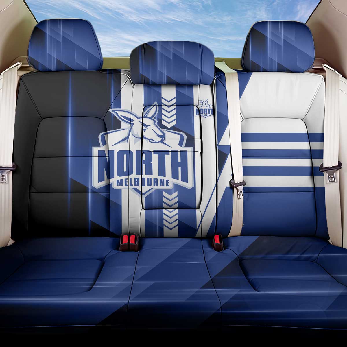 North Melbourne Kangaroos Back Car Seat Cover Modern Geometric Sports Graphic Style