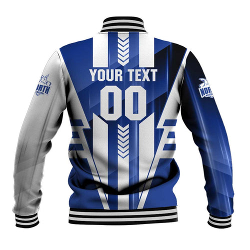 Personalized North Melbourne Kangaroos Baseball Jacket Modern Geometric Sports Graphic Style