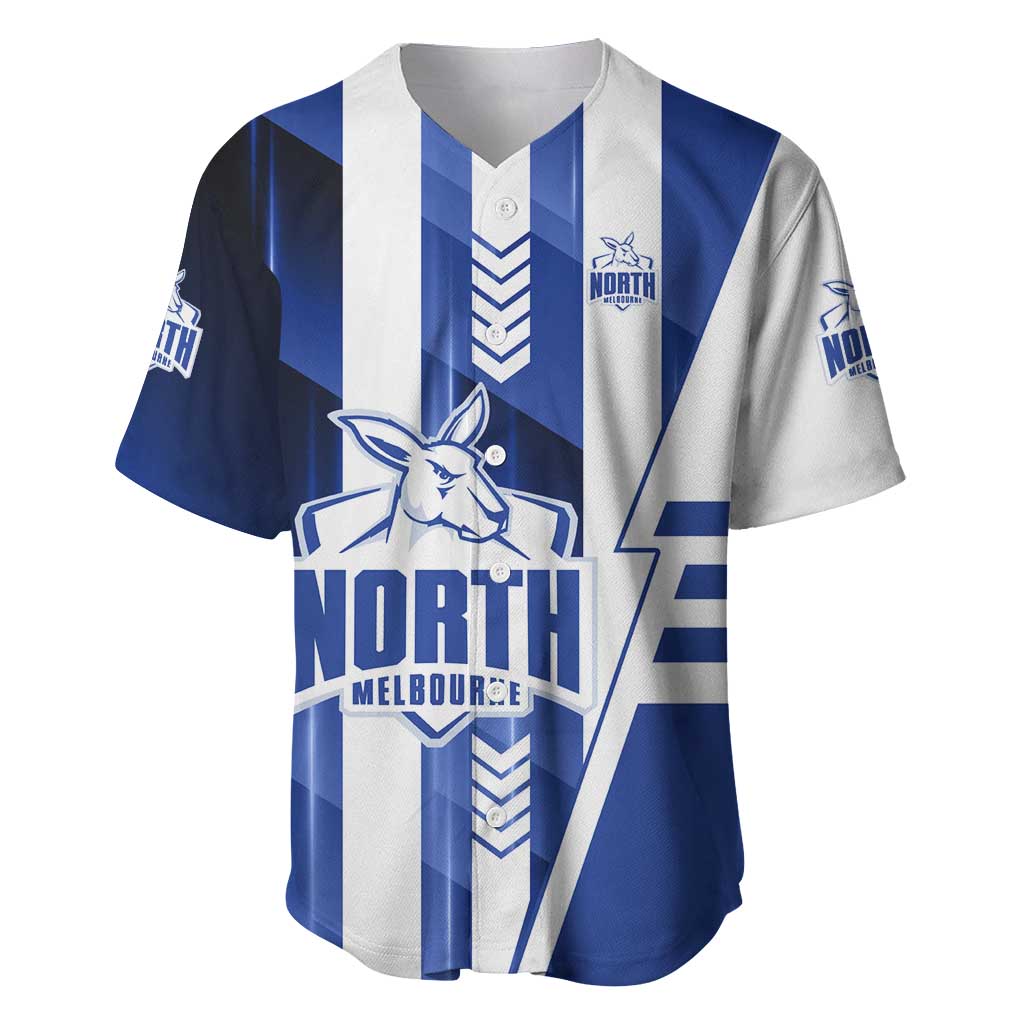 Personalized North Melbourne Kangaroos Baseball Jersey Modern Geometric Sports Graphic Style
