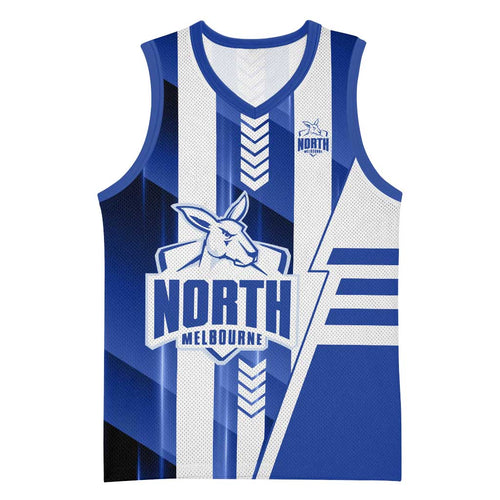 Personalized North Melbourne Kangaroos Basketball Jersey Modern Geometric Sports Graphic Style