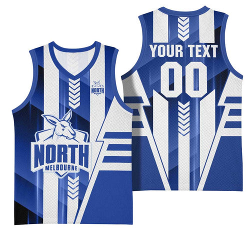Personalized North Melbourne Kangaroos Basketball Jersey Modern Geometric Sports Graphic Style
