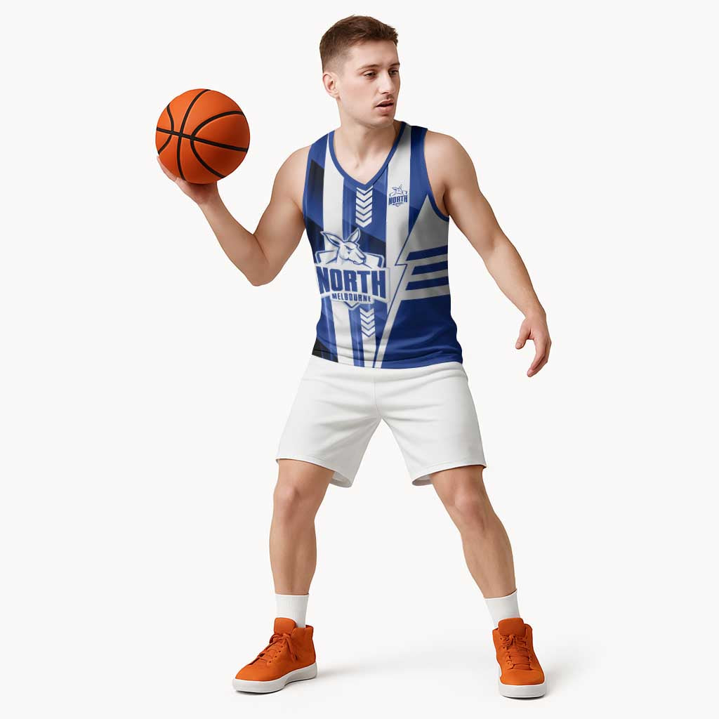 Personalized North Melbourne Kangaroos Basketball Jersey Modern Geometric Sports Graphic Style