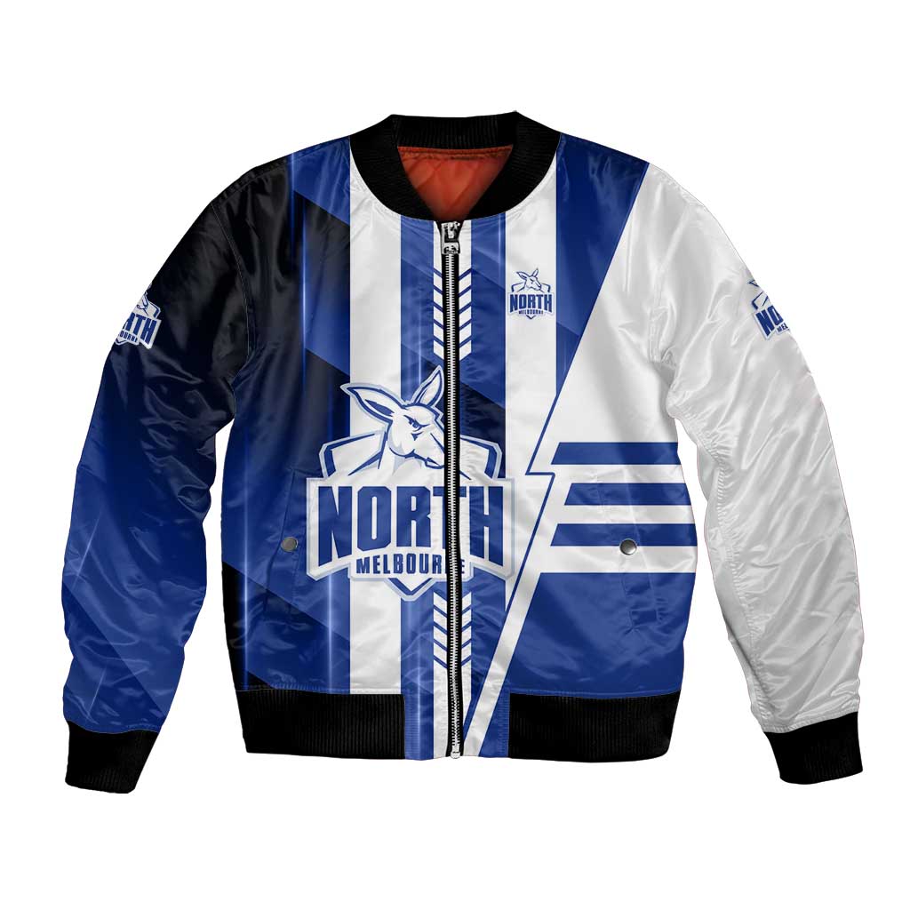 Personalized North Melbourne Kangaroos Bomber Jacket Modern Geometric Sports Graphic Style
