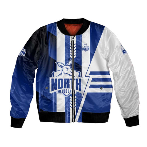 Personalized North Melbourne Kangaroos Bomber Jacket Modern Geometric Sports Graphic Style