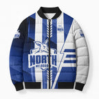 Personalized North Melbourne Kangaroos Bomber Puffer Jacket Modern Geometric Sports Graphic Style