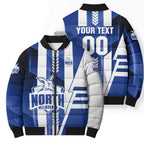 Personalized North Melbourne Kangaroos Bomber Puffer Jacket Modern Geometric Sports Graphic Style