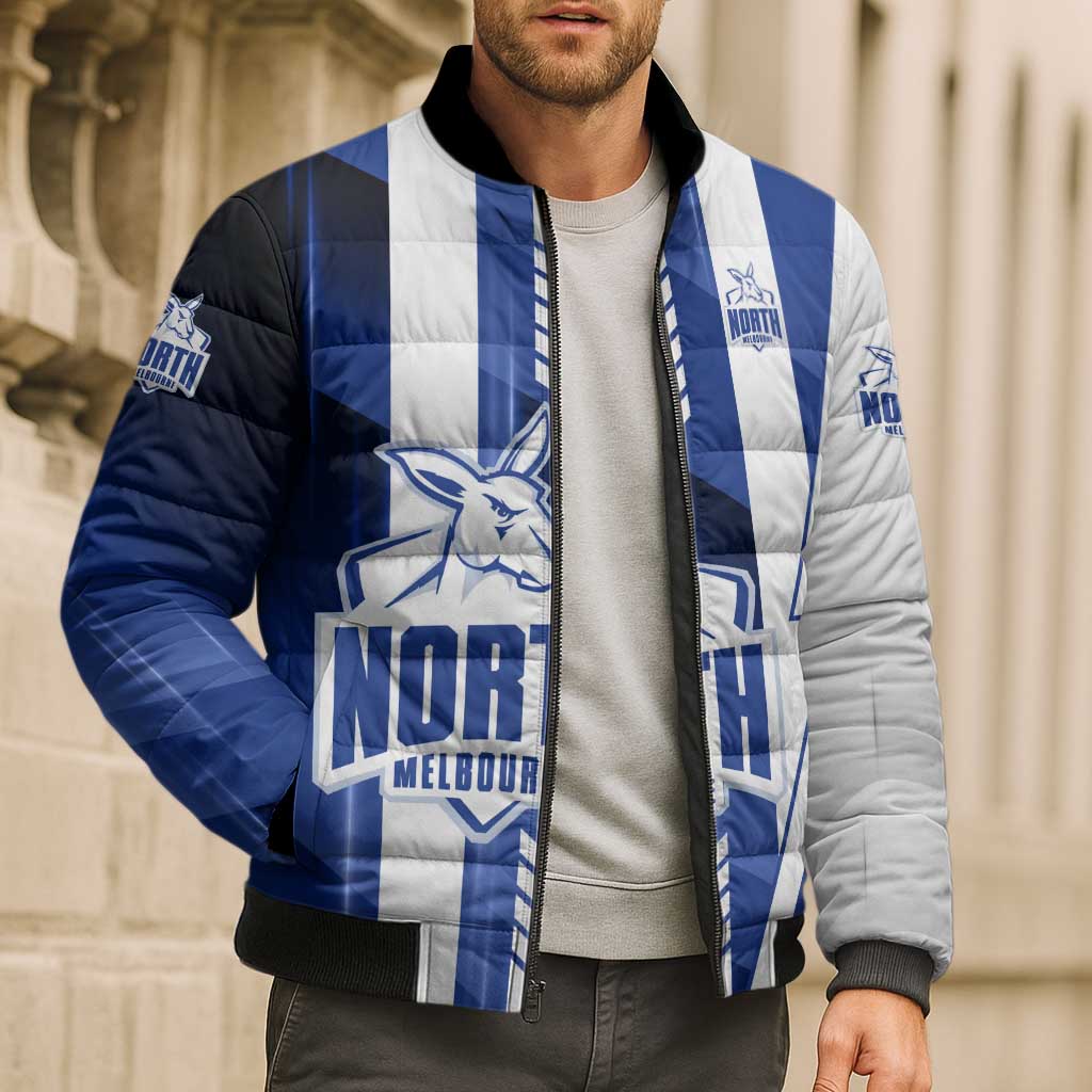 Personalized North Melbourne Kangaroos Bomber Puffer Jacket Modern Geometric Sports Graphic Style
