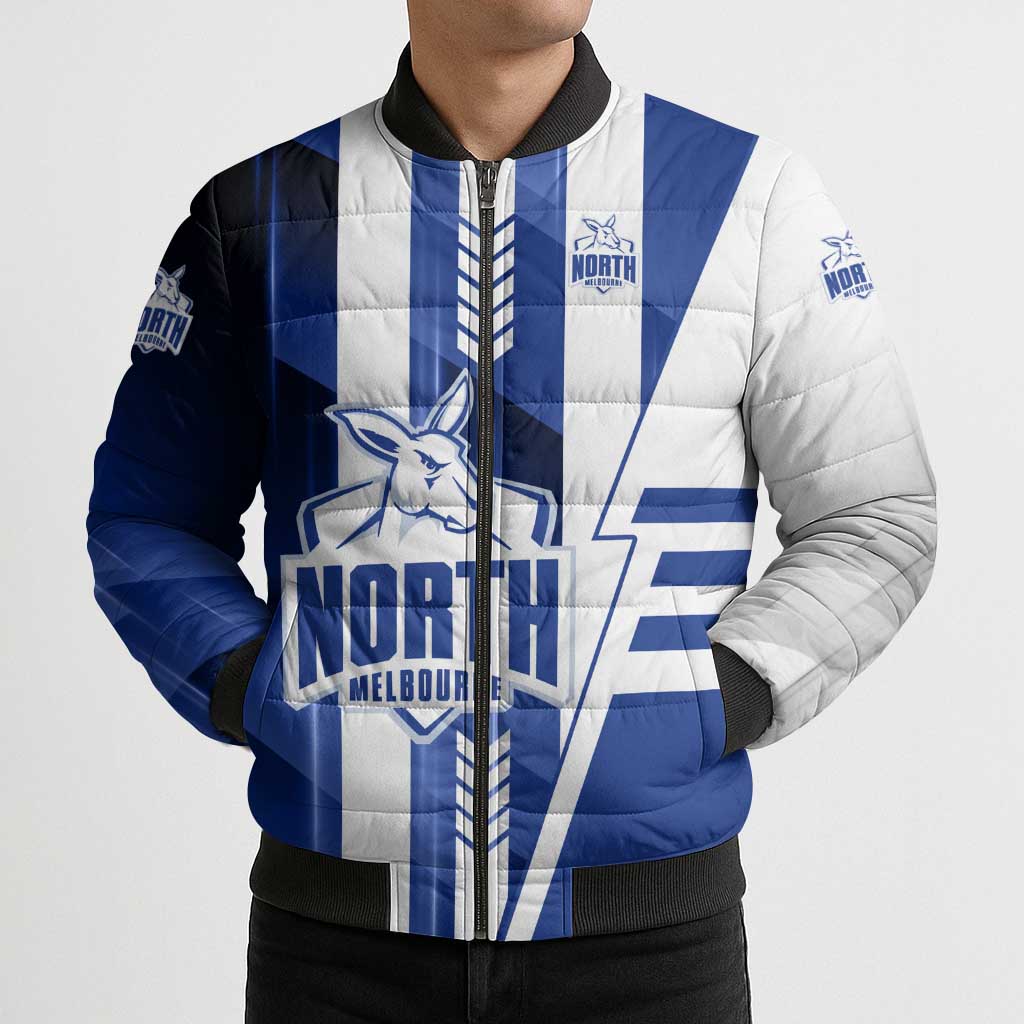 Personalized North Melbourne Kangaroos Bomber Puffer Jacket Modern Geometric Sports Graphic Style