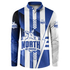 Personalized North Melbourne Kangaroos Button Sweatshirt Modern Geometric Sports Graphic Style