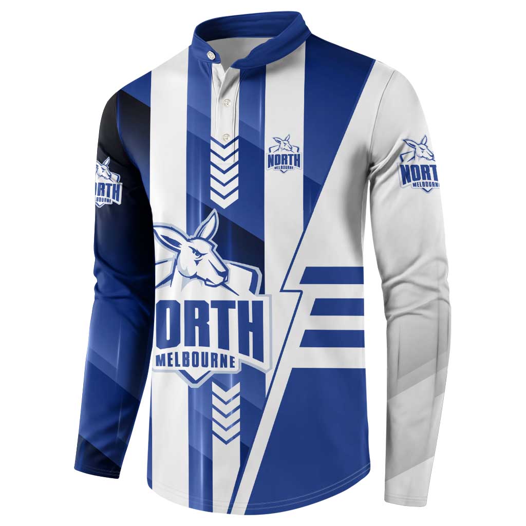 Personalized North Melbourne Kangaroos Button Sweatshirt Modern Geometric Sports Graphic Style