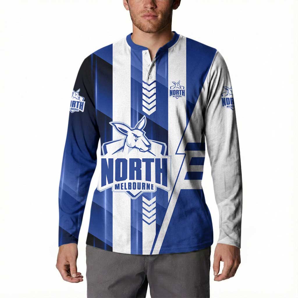 Personalized North Melbourne Kangaroos Button Sweatshirt Modern Geometric Sports Graphic Style