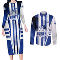 Personalized North Melbourne Kangaroos Couples Matching Long Sleeve Bodycon Dress and Long Sleeve Button Shirt Modern Geometric Sports Graphic Style