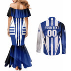 Personalized North Melbourne Kangaroos Couples Matching Mermaid Dress and Long Sleeve Button Shirt Modern Geometric Sports Graphic Style