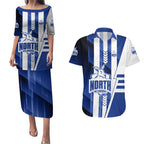 Personalized North Melbourne Kangaroos Couples Matching Puletasi and Hawaiian Shirt Modern Geometric Sports Graphic Style