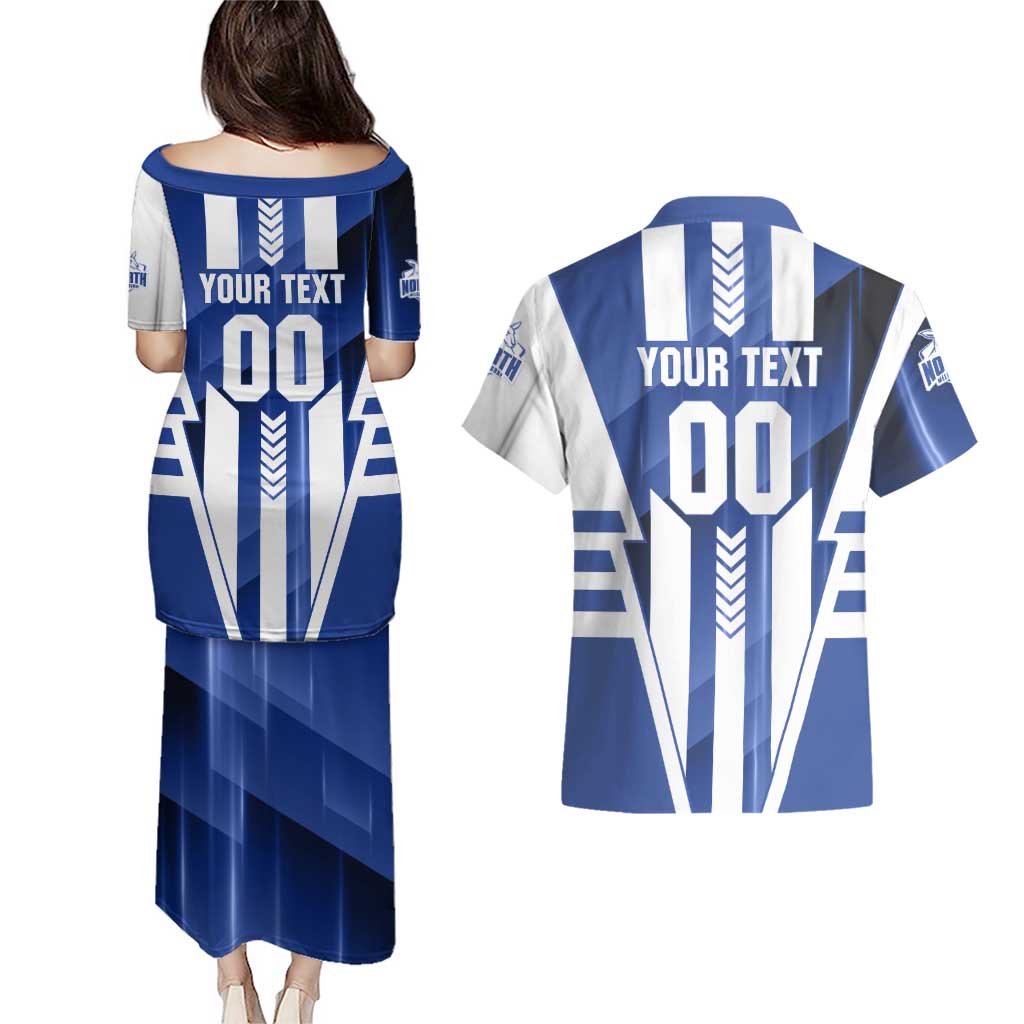 Personalized North Melbourne Kangaroos Couples Matching Puletasi and Hawaiian Shirt Modern Geometric Sports Graphic Style