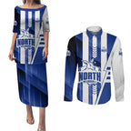 Personalized North Melbourne Kangaroos Couples Matching Puletasi and Long Sleeve Button Shirt Modern Geometric Sports Graphic Style