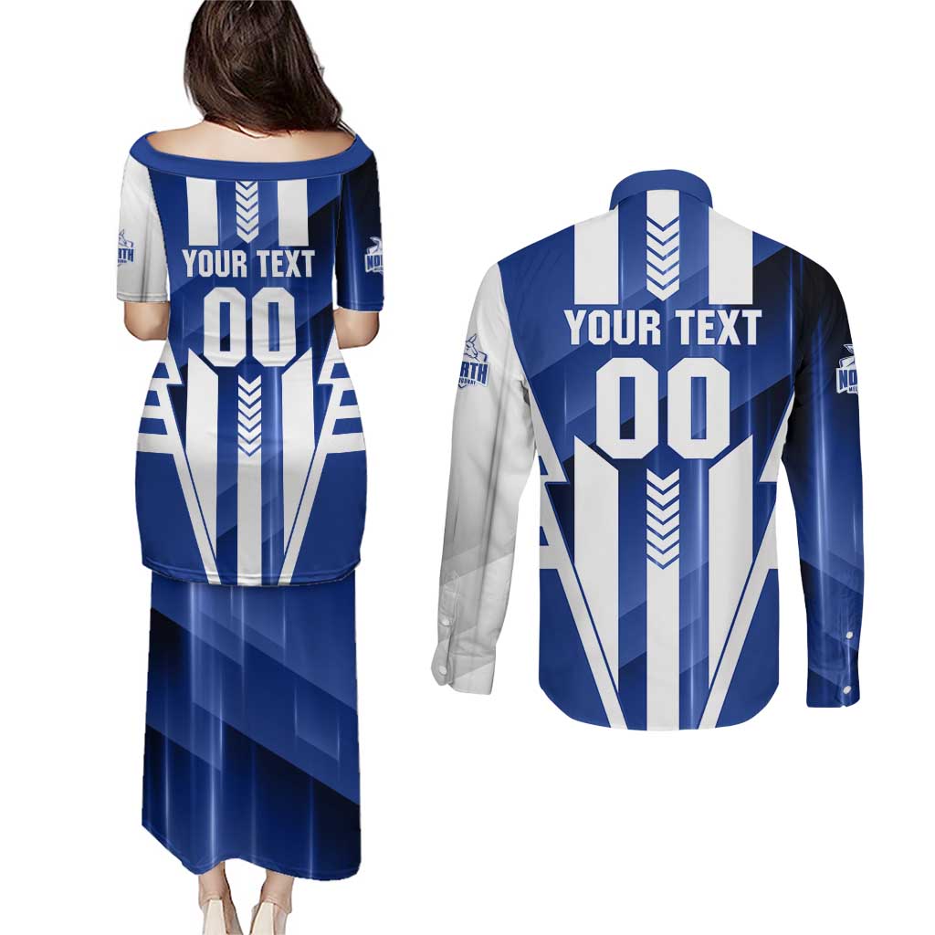 Personalized North Melbourne Kangaroos Couples Matching Puletasi and Long Sleeve Button Shirt Modern Geometric Sports Graphic Style