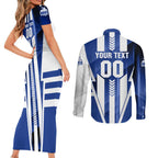 Personalized North Melbourne Kangaroos Couples Matching Short Sleeve Bodycon Dress and Long Sleeve Button Shirt Modern Geometric Sports Graphic Style