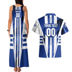 Personalized North Melbourne Kangaroos Couples Matching Tank Maxi Dress and Hawaiian Shirt Modern Geometric Sports Graphic Style