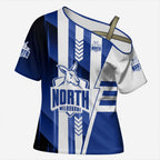 Personalized North Melbourne Kangaroos Cross Shoulder Shirt Modern Geometric Sports Graphic Style
