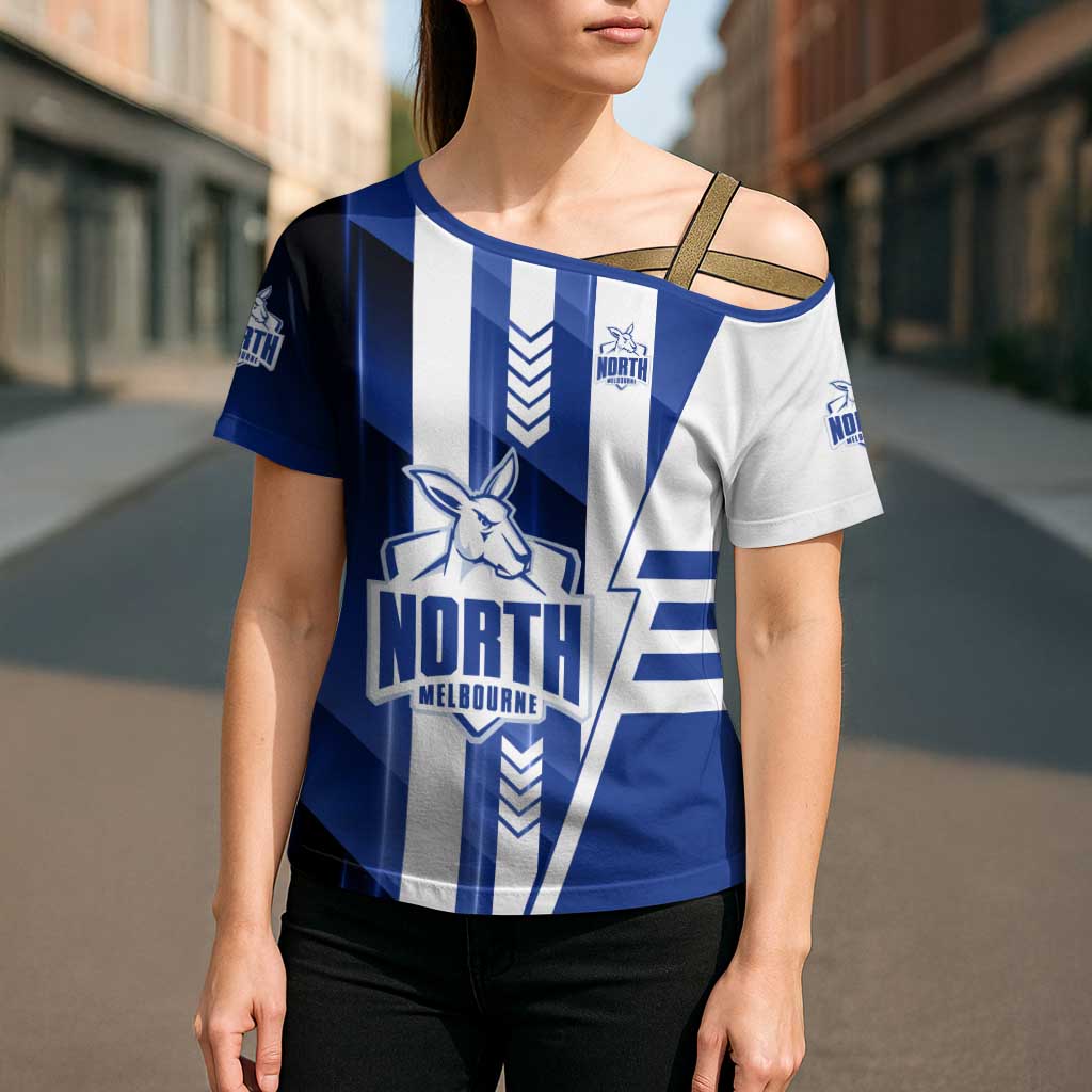 Personalized North Melbourne Kangaroos Cross Shoulder Shirt Modern Geometric Sports Graphic Style