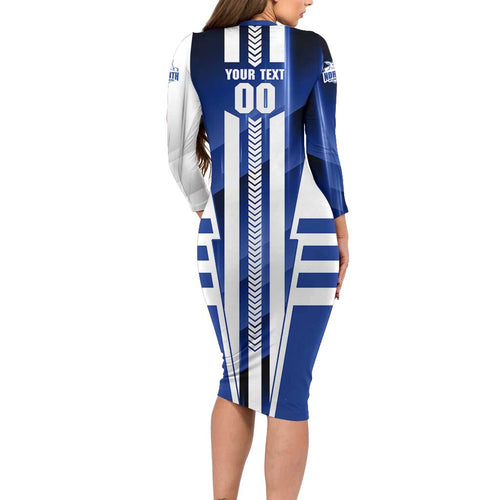 Personalized North Melbourne Kangaroos Family Matching Long Sleeve Bodycon Dress and Hawaiian Shirt Modern Geometric Sports Graphic Style