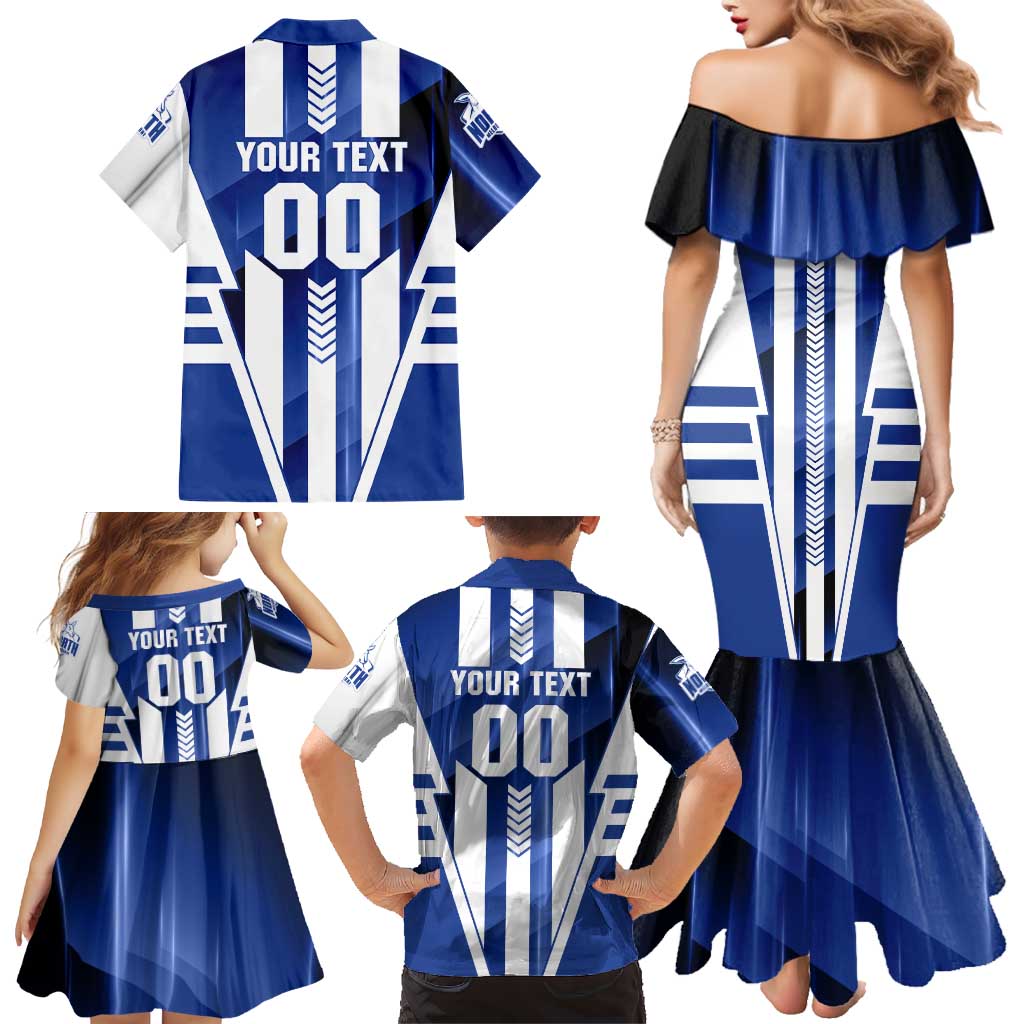 Personalized North Melbourne Kangaroos Family Matching Mermaid Dress and Hawaiian Shirt Modern Geometric Sports Graphic Style