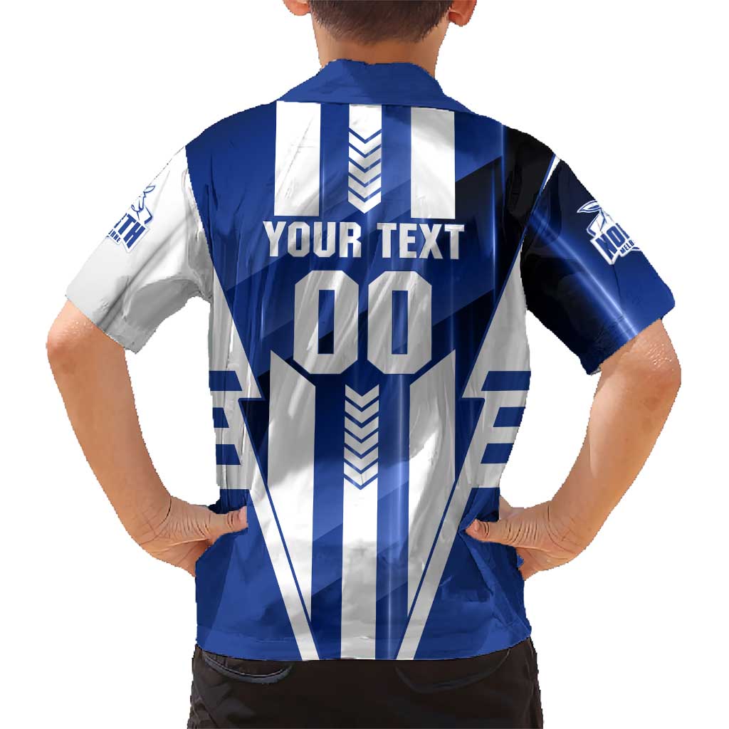 Personalized North Melbourne Kangaroos Family Matching Off The Shoulder Long Sleeve Dress and Hawaiian Shirt Modern Geometric Sports Graphic Style