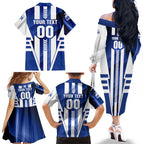 Personalized North Melbourne Kangaroos Family Matching Off The Shoulder Long Sleeve Dress and Hawaiian Shirt Modern Geometric Sports Graphic Style