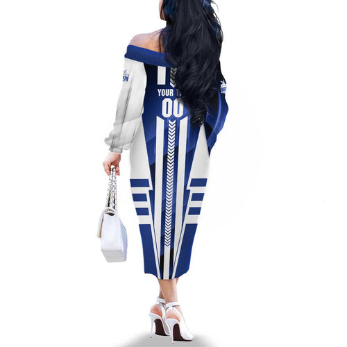 Personalized North Melbourne Kangaroos Family Matching Off The Shoulder Long Sleeve Dress and Hawaiian Shirt Modern Geometric Sports Graphic Style