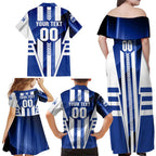 Personalized North Melbourne Kangaroos Family Matching Off Shoulder Maxi Dress and Hawaiian Shirt Modern Geometric Sports Graphic Style