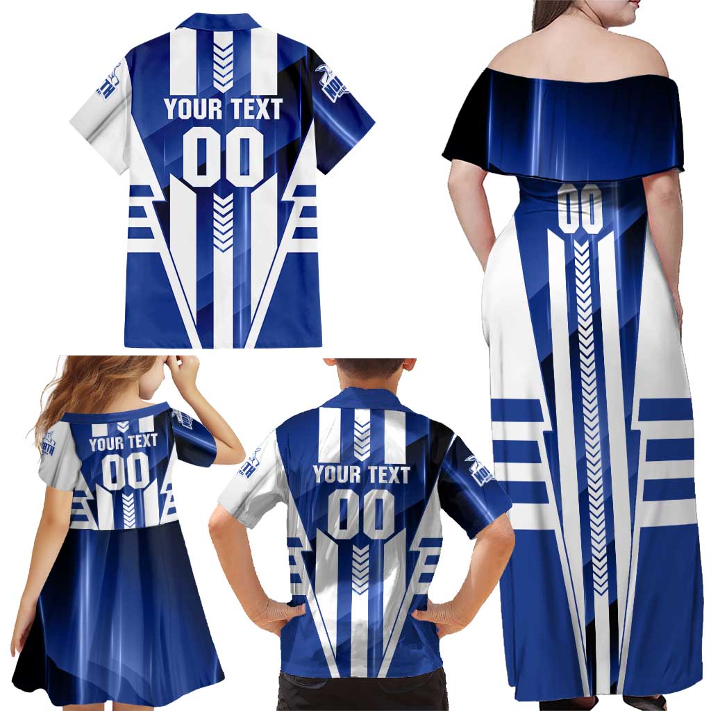 Personalized North Melbourne Kangaroos Family Matching Off Shoulder Maxi Dress and Hawaiian Shirt Modern Geometric Sports Graphic Style