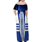 Personalized North Melbourne Kangaroos Family Matching Off Shoulder Maxi Dress and Hawaiian Shirt Modern Geometric Sports Graphic Style