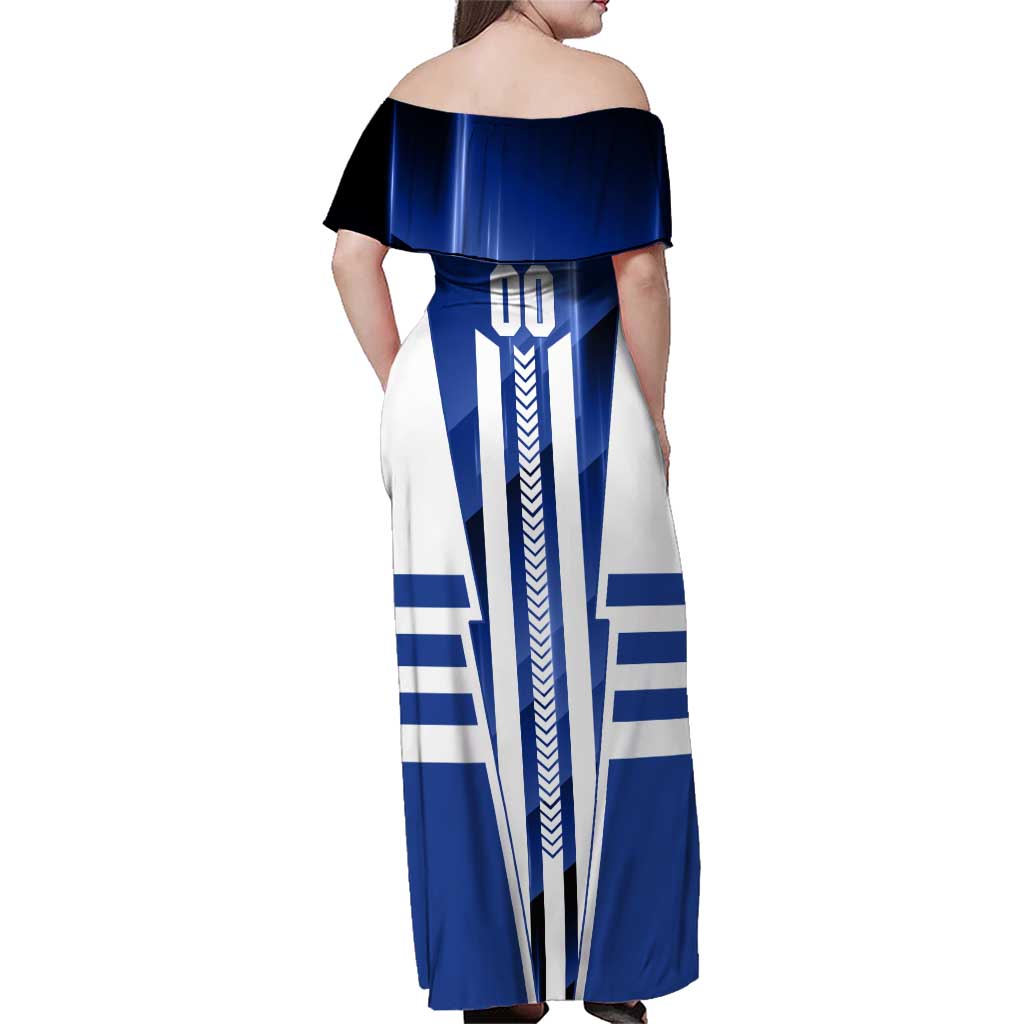 Personalized North Melbourne Kangaroos Family Matching Off Shoulder Maxi Dress and Hawaiian Shirt Modern Geometric Sports Graphic Style