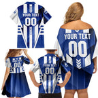 Personalized North Melbourne Kangaroos Family Matching Off Shoulder Short Dress and Hawaiian Shirt Modern Geometric Sports Graphic Style