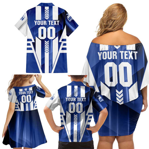 Personalized North Melbourne Kangaroos Family Matching Off Shoulder Short Dress and Hawaiian Shirt Modern Geometric Sports Graphic Style