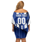 Personalized North Melbourne Kangaroos Family Matching Off Shoulder Short Dress and Hawaiian Shirt Modern Geometric Sports Graphic Style