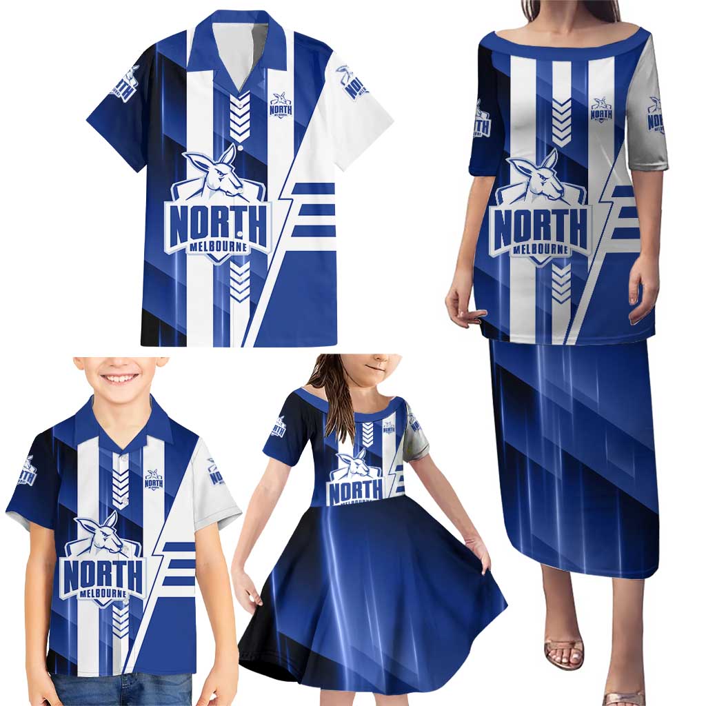 Personalized North Melbourne Kangaroos Family Matching Puletasi and Hawaiian Shirt Modern Geometric Sports Graphic Style