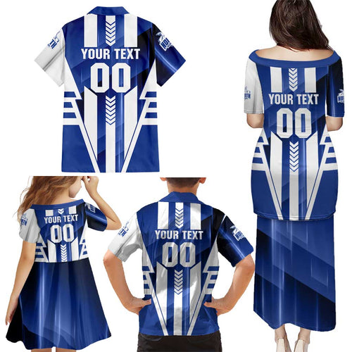 Personalized North Melbourne Kangaroos Family Matching Puletasi and Hawaiian Shirt Modern Geometric Sports Graphic Style