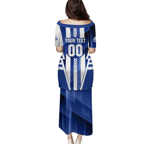 Personalized North Melbourne Kangaroos Family Matching Puletasi and Hawaiian Shirt Modern Geometric Sports Graphic Style