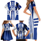 Personalized North Melbourne Kangaroos Family Matching Short Sleeve Bodycon Dress and Hawaiian Shirt Modern Geometric Sports Graphic Style