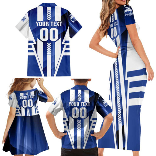 Personalized North Melbourne Kangaroos Family Matching Short Sleeve Bodycon Dress and Hawaiian Shirt Modern Geometric Sports Graphic Style