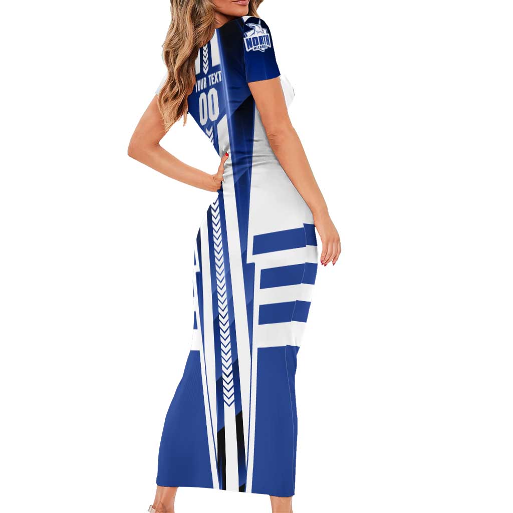 Personalized North Melbourne Kangaroos Family Matching Short Sleeve Bodycon Dress and Hawaiian Shirt Modern Geometric Sports Graphic Style