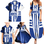 Personalized North Melbourne Kangaroos Family Matching Summer Maxi Dress and Hawaiian Shirt Modern Geometric Sports Graphic Style