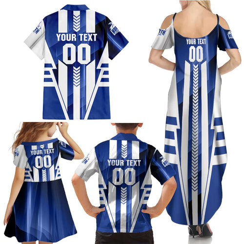 Personalized North Melbourne Kangaroos Family Matching Summer Maxi Dress and Hawaiian Shirt Modern Geometric Sports Graphic Style