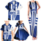 Personalized North Melbourne Kangaroos Family Matching Tank Maxi Dress and Hawaiian Shirt Modern Geometric Sports Graphic Style