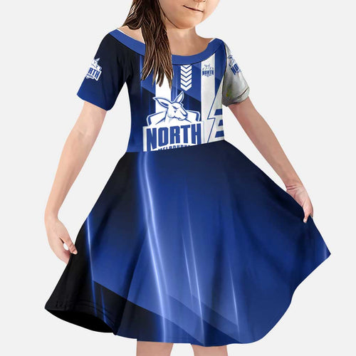 Personalized North Melbourne Kangaroos Family Matching Tank Maxi Dress and Hawaiian Shirt Modern Geometric Sports Graphic Style