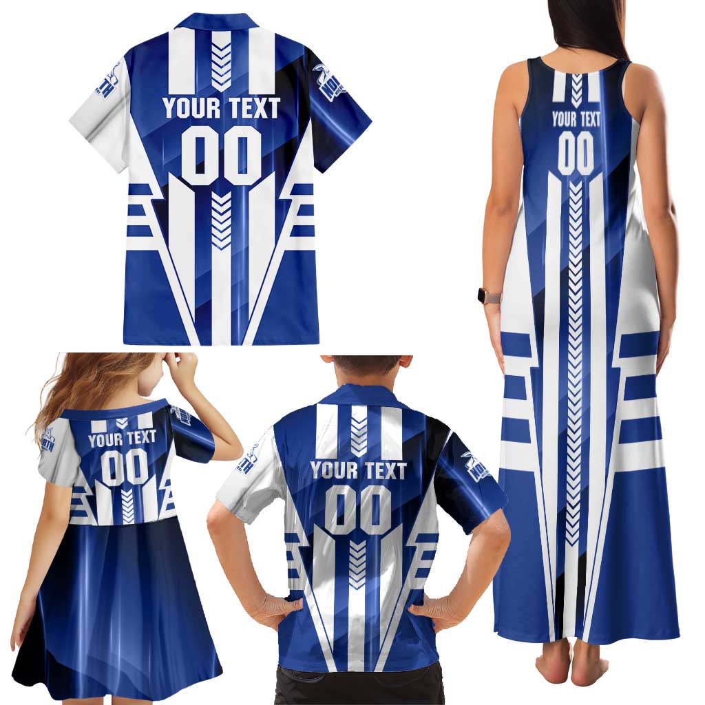 Personalized North Melbourne Kangaroos Family Matching Tank Maxi Dress and Hawaiian Shirt Modern Geometric Sports Graphic Style