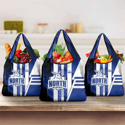 North Melbourne Kangaroos Grocery Bag Modern Geometric Sports Graphic Style