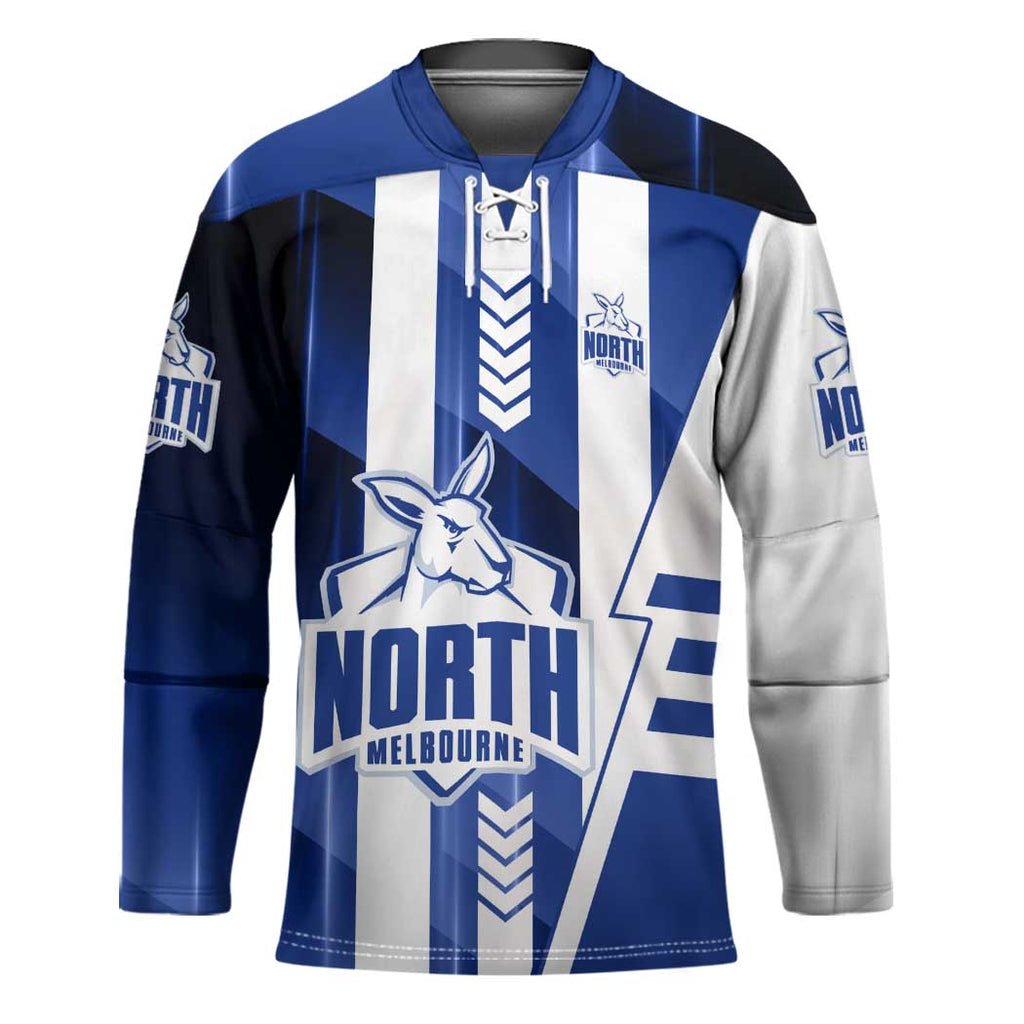Personalized North Melbourne Kangaroos Hockey Jersey Modern Geometric Sports Graphic Style